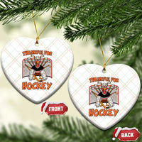 Thankful For Hockey Ceramic Ornament Funny Turkey Ice Hockey Player Gift - Wonder Print Shop