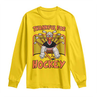 Thankful For Hockey Long Sleeve Shirt Funny Turkey Ice Hockey Player Gift - Wonder Print Shop