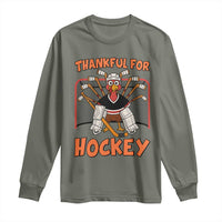 Thankful For Hockey Long Sleeve Shirt Funny Turkey Ice Hockey Player Gift - Wonder Print Shop