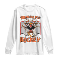 Thankful For Hockey Long Sleeve Shirt Funny Turkey Ice Hockey Player Gift - Wonder Print Shop