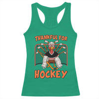 Thankful For Hockey Racerback Tank Top Funny Turkey Ice Hockey Player Gift - Wonder Print Shop