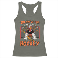 Thankful For Hockey Racerback Tank Top Funny Turkey Ice Hockey Player Gift - Wonder Print Shop