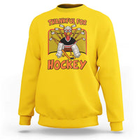 Thankful For Hockey Sweatshirt Funny Turkey Ice Hockey Player Gift - Wonder Print Shop
