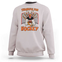 Thankful For Hockey Sweatshirt Funny Turkey Ice Hockey Player Gift - Wonder Print Shop