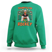 Thankful For Hockey Sweatshirt Funny Turkey Ice Hockey Player Gift - Wonder Print Shop