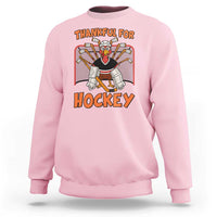 Thankful For Hockey Sweatshirt Funny Turkey Ice Hockey Player Gift - Wonder Print Shop
