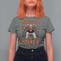 Thankful For Hockey T Shirt For Women Funny Turkey Ice Hockey Player Gift - Wonder Print Shop