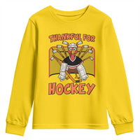 Thankful For Hockey Youth Sweatshirt Funny Turkey Ice Hockey Player Gift - Wonder Print Shop