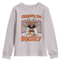 Thankful For Hockey Youth Sweatshirt Funny Turkey Ice Hockey Player Gift - Wonder Print Shop
