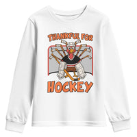 Thankful For Hockey Youth Sweatshirt Funny Turkey Ice Hockey Player Gift - Wonder Print Shop