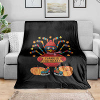 Funny Turkey Ice Hockey Gift Throw Blanket Thankful For Hockey - Wonder Print Shop