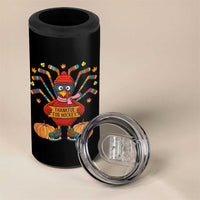 Funny Turkey Ice Hockey Gift 4 in 1 Can Cooler Tumbler Thankful For Hockey - Wonder Print Shop