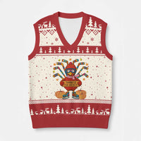 Funny Turkey Ice Hockey Gift V-Neck Knit Sweater Vest Thankful For Hockey - Wonder Print Shop