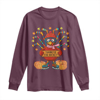 Funny Turkey Ice Hockey Gift Long Sleeve Shirt Thankful For Hockey - Wonder Print Shop
