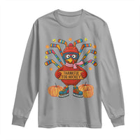 Funny Turkey Ice Hockey Gift Long Sleeve Shirt Thankful For Hockey - Wonder Print Shop