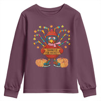 Funny Turkey Ice Hockey Gift Youth Sweatshirt Thankful For Hockey - Wonder Print Shop