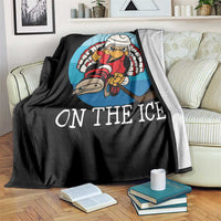 Lets Talk Turkey On The Ice Throw Blanket Retro Ocean Blue Ice Hockey Gift - Wonder Print Shop