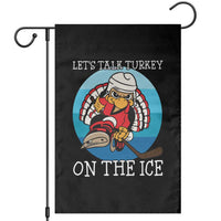 Lets Talk Turkey On The Ice Garden Flag Retro Ocean Blue Ice Hockey Gift - Wonder Print Shop