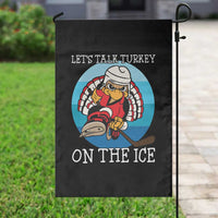 Lets Talk Turkey On The Ice Garden Flag Retro Ocean Blue Ice Hockey Gift - Wonder Print Shop