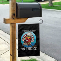 Lets Talk Turkey On The Ice Garden Flag Retro Ocean Blue Ice Hockey Gift - Wonder Print Shop
