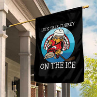 Lets Talk Turkey On The Ice Garden Flag Retro Ocean Blue Ice Hockey Gift - Wonder Print Shop