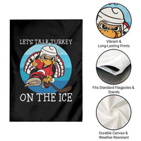 Lets Talk Turkey On The Ice Garden Flag Retro Ocean Blue Ice Hockey Gift - Wonder Print Shop