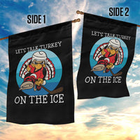 Lets Talk Turkey On The Ice Garden Flag Retro Ocean Blue Ice Hockey Gift - Wonder Print Shop