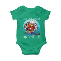 Lets Talk Turkey On The Ice Baby Onesie Retro Ocean Blue Ice Hockey Gift - Wonder Print Shop