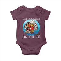 Lets Talk Turkey On The Ice Baby Onesie Retro Ocean Blue Ice Hockey Gift - Wonder Print Shop