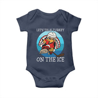 Lets Talk Turkey On The Ice Baby Onesie Retro Ocean Blue Ice Hockey Gift - Wonder Print Shop