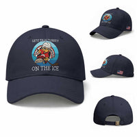 Lets Talk Turkey On The Ice Baseball Cap Retro Ocean Blue Ice Hockey Gift