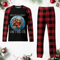 Lets Talk Turkey On The Ice Plaid Pajama Set Retro Ocean Blue Ice Hockey Gift - Wonder Print Shop