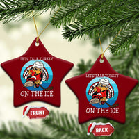 Lets Talk Turkey On The Ice Ceramic Ornament Retro Ocean Blue Ice Hockey Gift - Wonder Print Shop