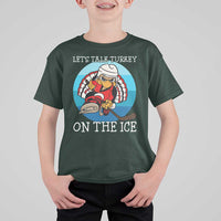 Lets Talk Turkey On The Ice T Shirt For Kid Retro Ocean Blue Ice Hockey Gift - Wonder Print Shop