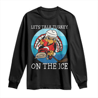 Lets Talk Turkey On The Ice Long Sleeve Shirt Retro Ocean Blue Ice Hockey Gift - Wonder Print Shop
