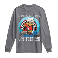 Lets Talk Turkey On The Ice Long Sleeve Shirt Retro Ocean Blue Ice Hockey Gift - Wonder Print Shop