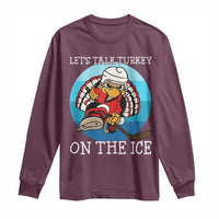 Lets Talk Turkey On The Ice Long Sleeve Shirt Retro Ocean Blue Ice Hockey Gift - Wonder Print Shop