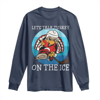 Lets Talk Turkey On The Ice Long Sleeve Shirt Retro Ocean Blue Ice Hockey Gift - Wonder Print Shop