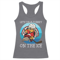 Lets Talk Turkey On The Ice Racerback Tank Top Retro Ocean Blue Ice Hockey Gift - Wonder Print Shop