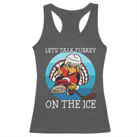 Lets Talk Turkey On The Ice Racerback Tank Top Retro Ocean Blue Ice Hockey Gift - Wonder Print Shop