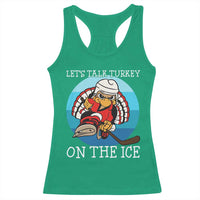 Lets Talk Turkey On The Ice Racerback Tank Top Retro Ocean Blue Ice Hockey Gift - Wonder Print Shop