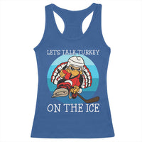 Lets Talk Turkey On The Ice Racerback Tank Top Retro Ocean Blue Ice Hockey Gift - Wonder Print Shop