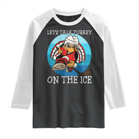Lets Talk Turkey On The Ice Raglan Shirt Retro Ocean Blue Ice Hockey Gift - Wonder Print Shop