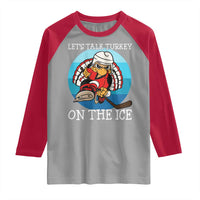 Lets Talk Turkey On The Ice Raglan Shirt Retro Ocean Blue Ice Hockey Gift - Wonder Print Shop