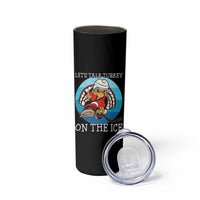 Lets Talk Turkey On The Ice Skinny Tumbler Retro Ocean Blue Ice Hockey Gift - Wonder Print Shop