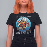 Lets Talk Turkey On The Ice T Shirt For Women Retro Ocean Blue Ice Hockey Gift - Wonder Print Shop