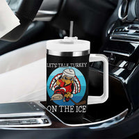 Lets Talk Turkey On The Ice Tumbler With Handle Retro Ocean Blue Ice Hockey Gift - Wonder Print Shop