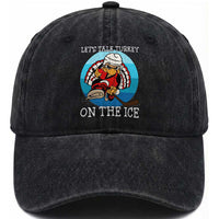 Lets Talk Turkey On The Ice Washed Cotton Baseball Cap Retro Ocean Blue Ice Hockey Gift