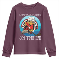 Lets Talk Turkey On The Ice Youth Sweatshirt Retro Ocean Blue Ice Hockey Gift - Wonder Print Shop