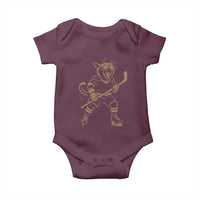Vintage Cat Playing Hockey Baby Onesie Kitten Lover Player Gift - Wonder Print Shop